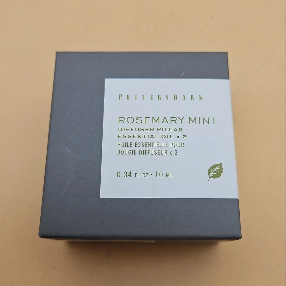 Pottery Barn Rosemary Mint Essential Oil Diffuser Pillar Set Of 2 10 ML 0.34 Oz